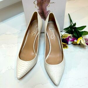 Ivory Snakeprint Stiletto Heels by Jessica Simpson